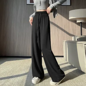 Luxurious Soft Copper Ammonium Wide Leg Trousers with Elastic Waist