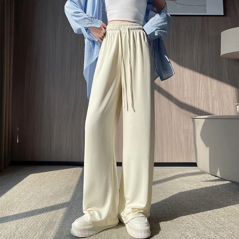 Luxurious Soft Copper Ammonium Wide Leg Trousers with Elastic Waist