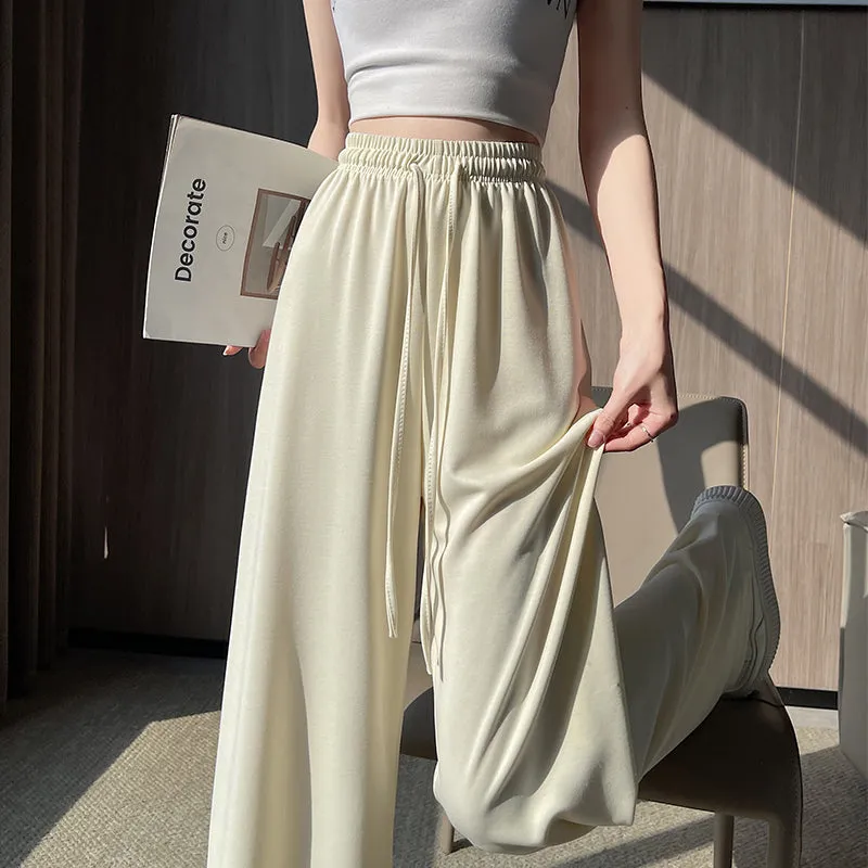 Luxurious Soft Copper Ammonium Wide Leg Trousers with Elastic Waist