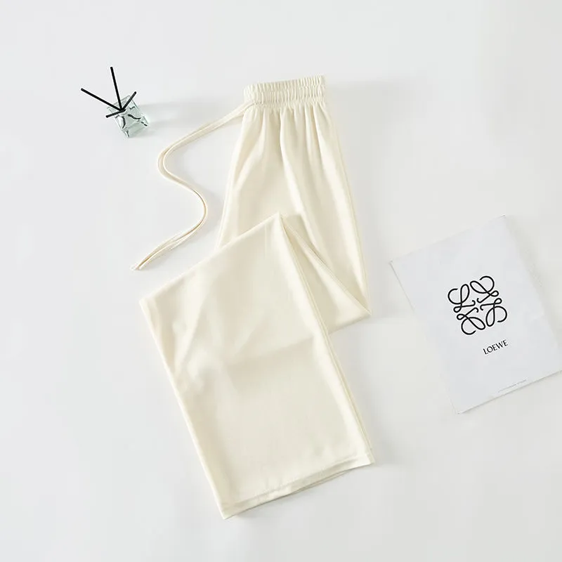 Luxurious Soft Copper Ammonium Wide Leg Trousers with Elastic Waist