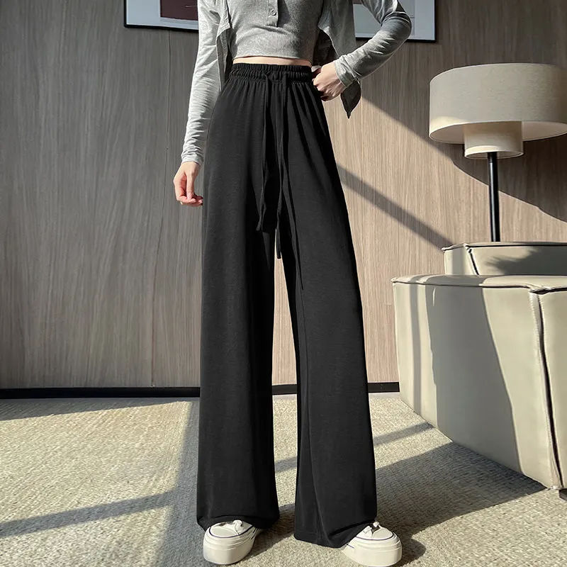 Luxurious Soft Copper Ammonium Wide Leg Trousers with Elastic Waist