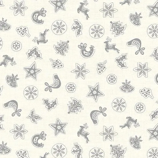 Makower Fabric | Scandi 23 | Scatter | Silver