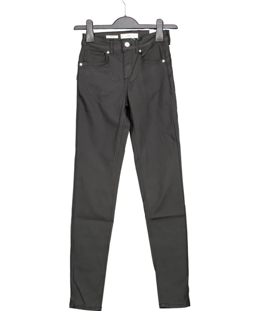MANGO Black Leather-effect Skinny Trousers UK 6