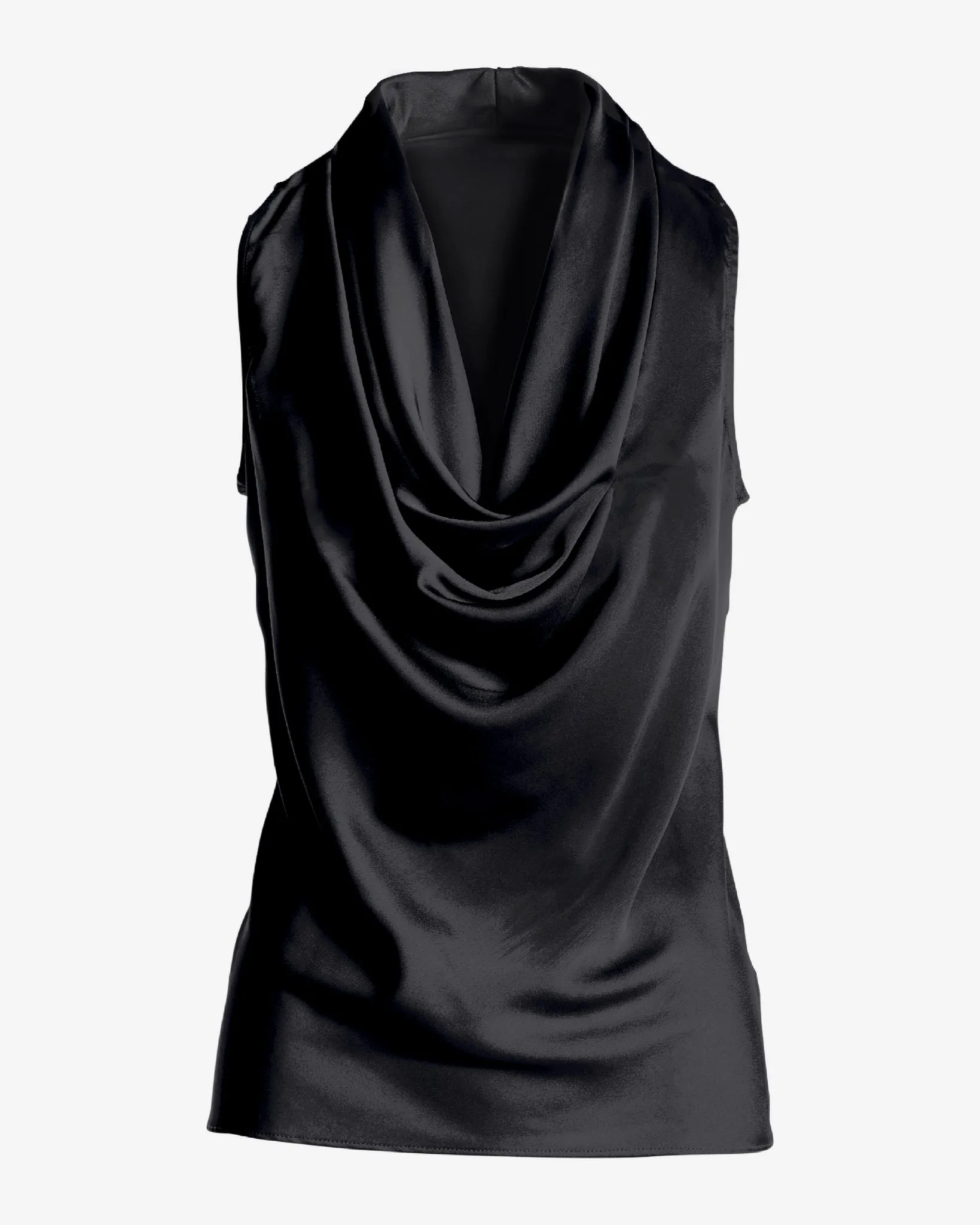 Marilyn Cowl-Neck Charmeuse Blouse Black