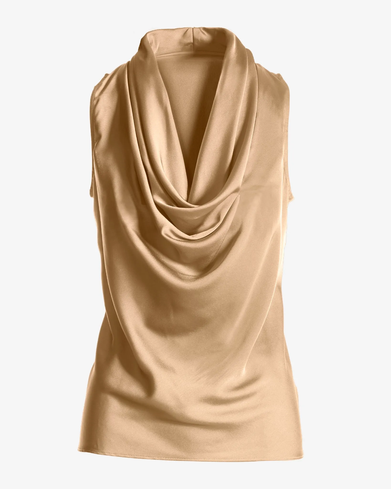 Marilyn Cowl-Neck Charmeuse Blouse Champagne