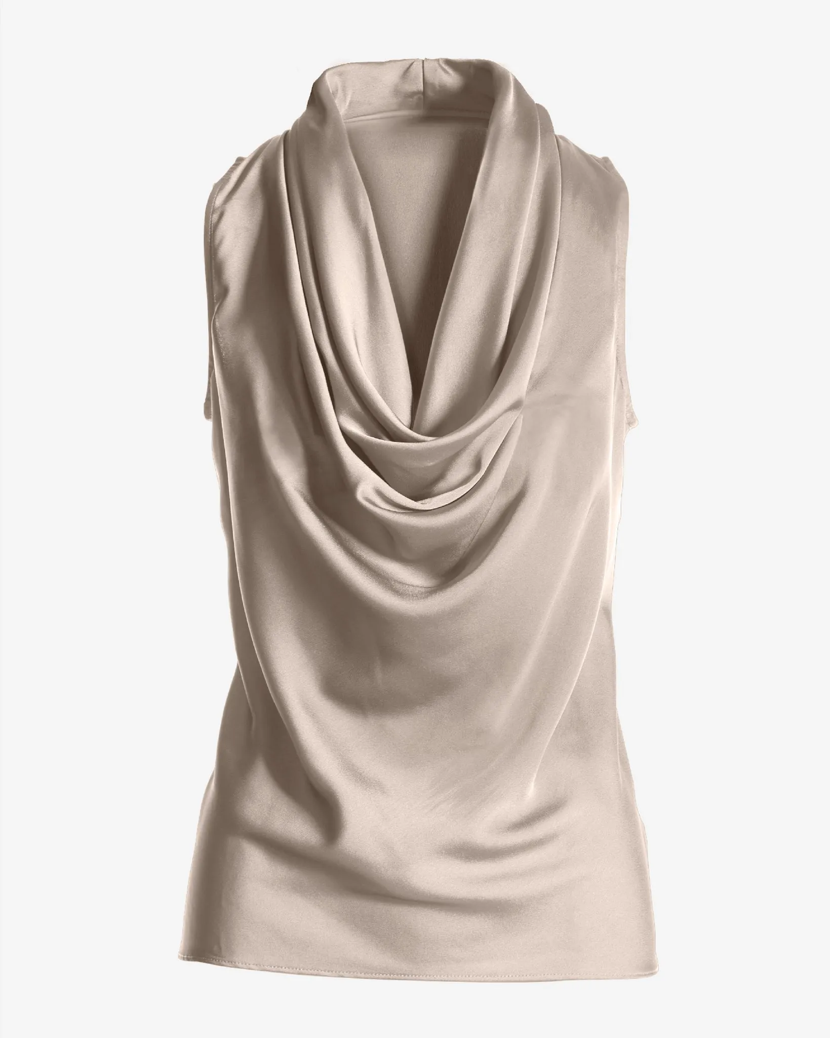 Marilyn Cowl-Neck Charmeuse Blouse Sable