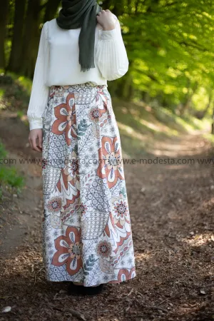 Maxi Floral Skirt | Green & Orange | Lined from Inside