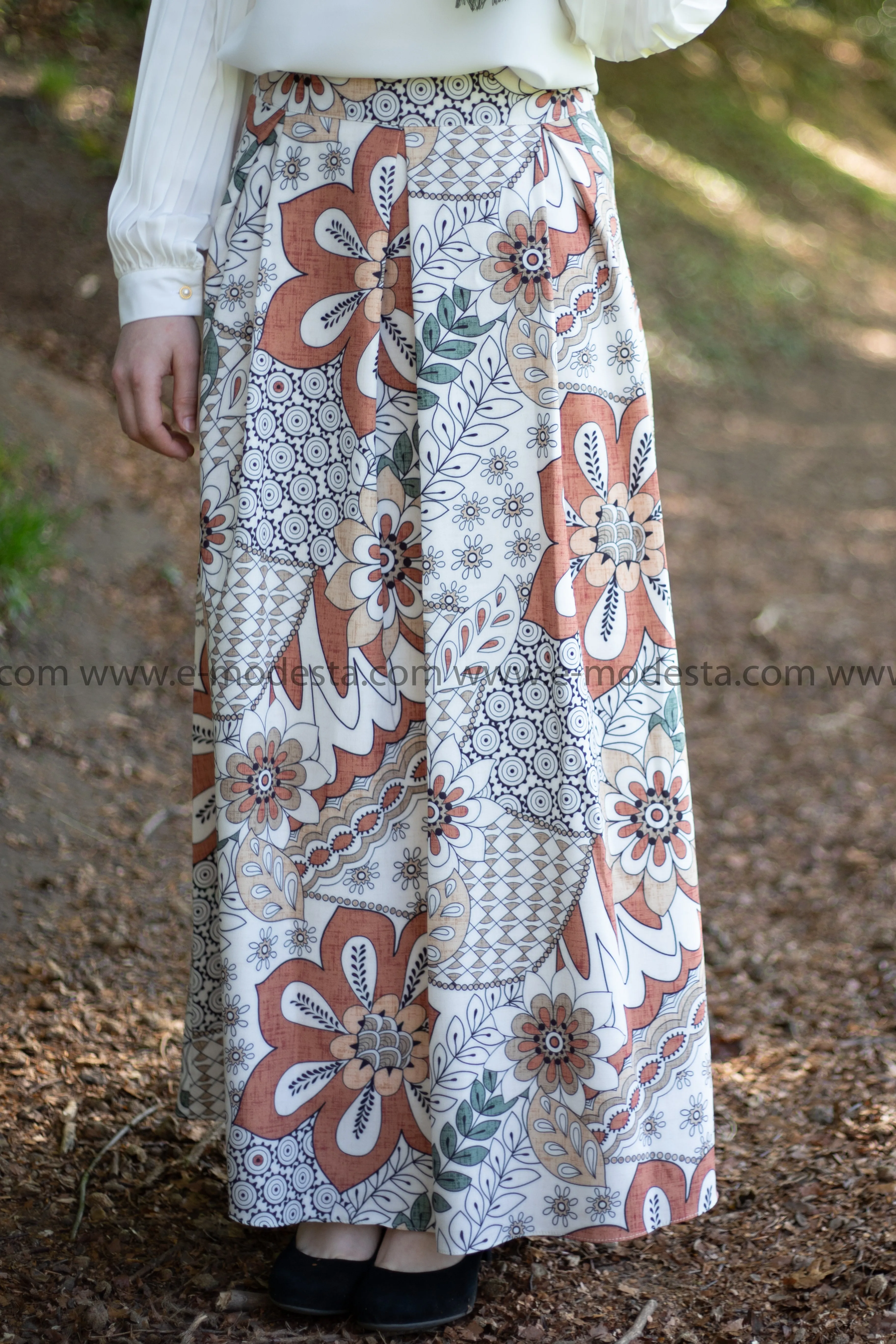 Maxi Floral Skirt | Green & Orange | Lined from Inside