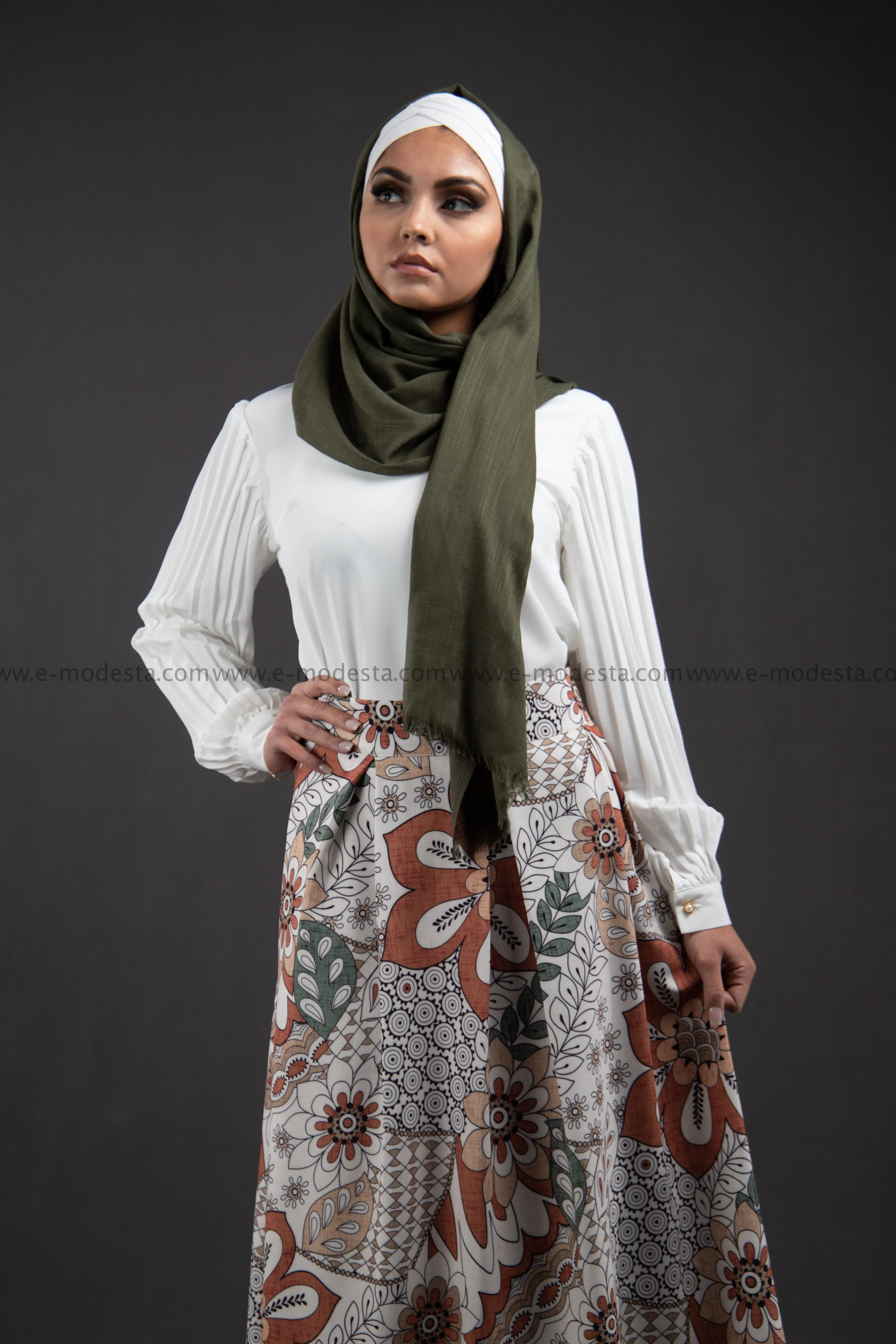Maxi Floral Skirt | Green & Orange | Lined from Inside