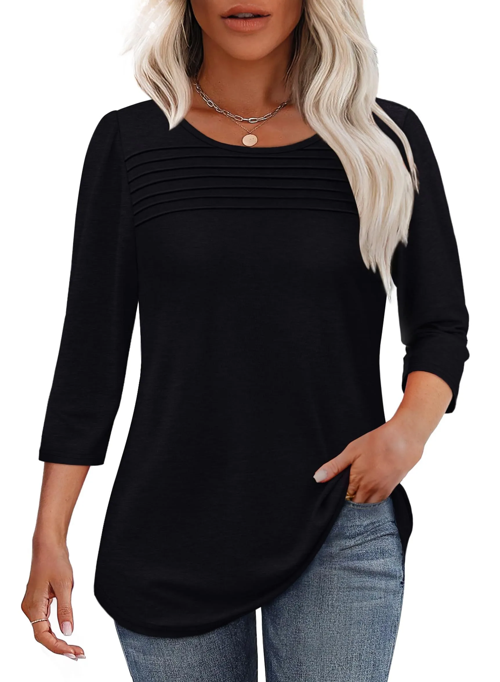 Maya | Pleated 3/4 Sleeve Top