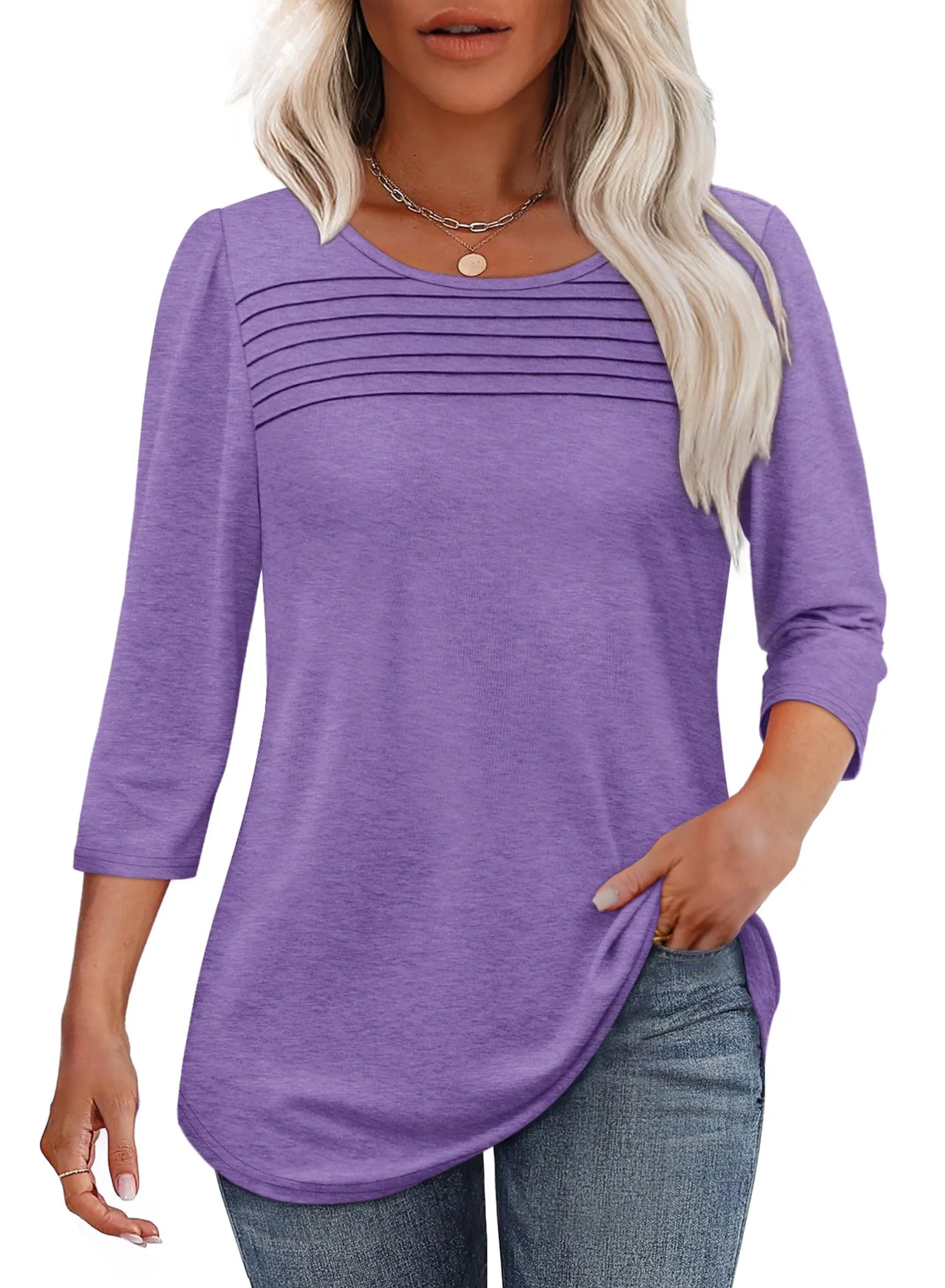 Maya | Pleated 3/4 Sleeve Top