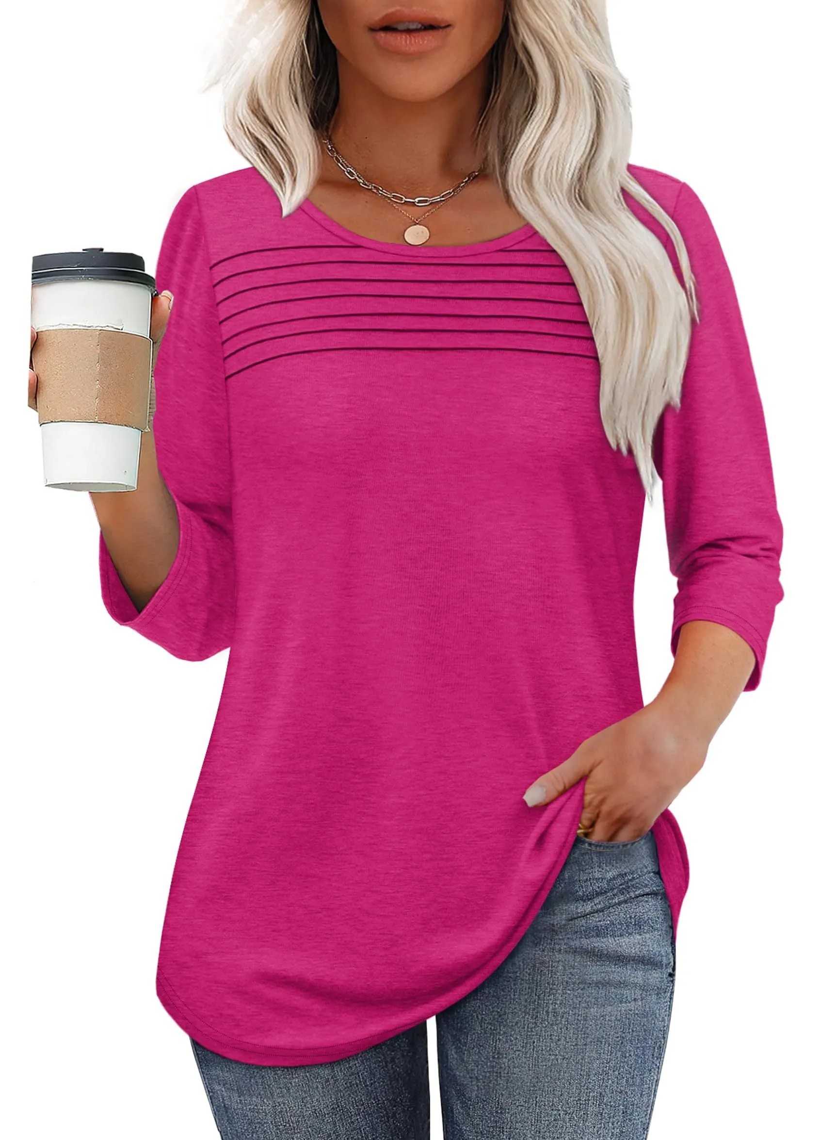 Maya | Pleated 3/4 Sleeve Top