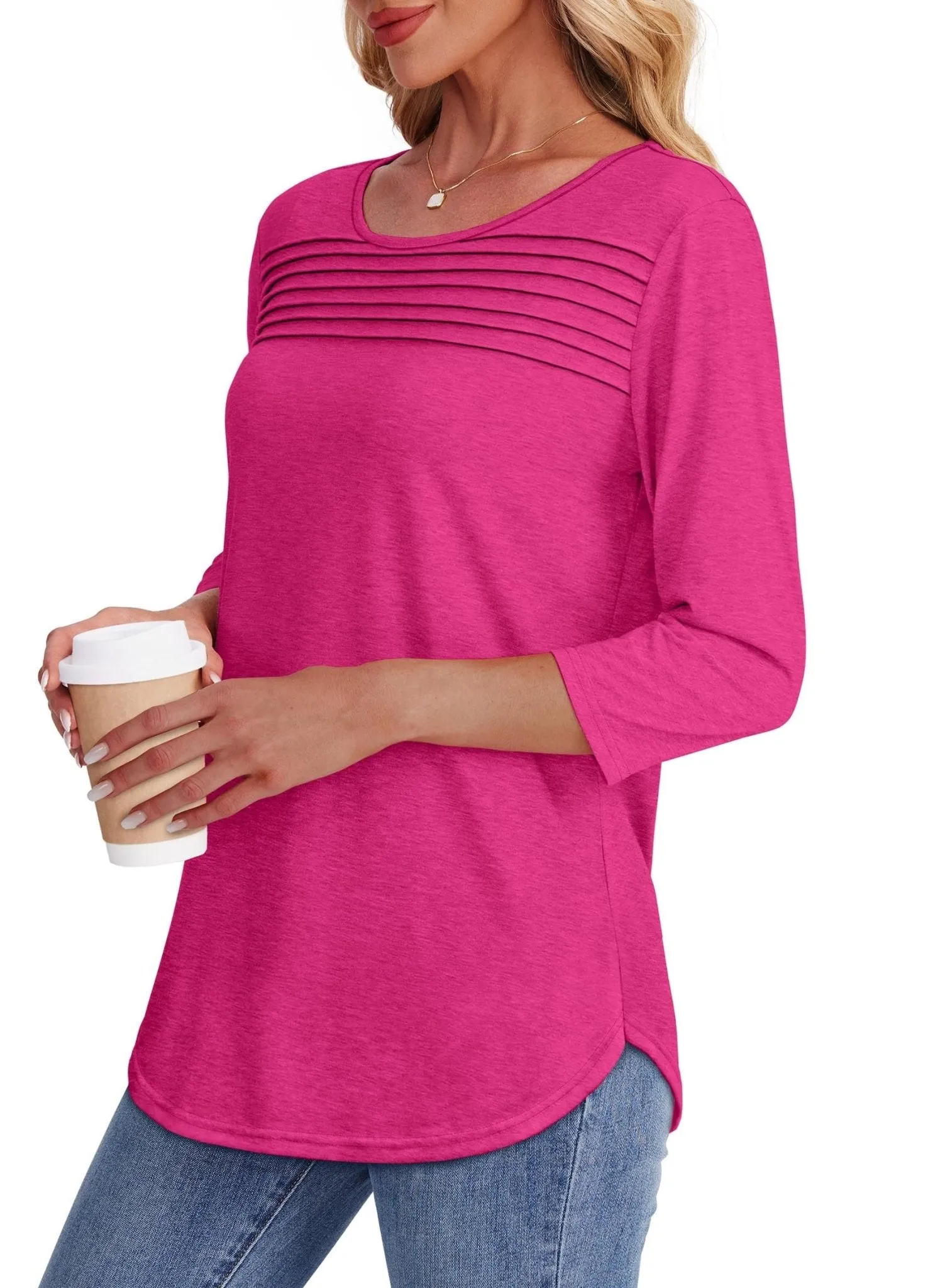 Maya | Pleated 3/4 Sleeve Top