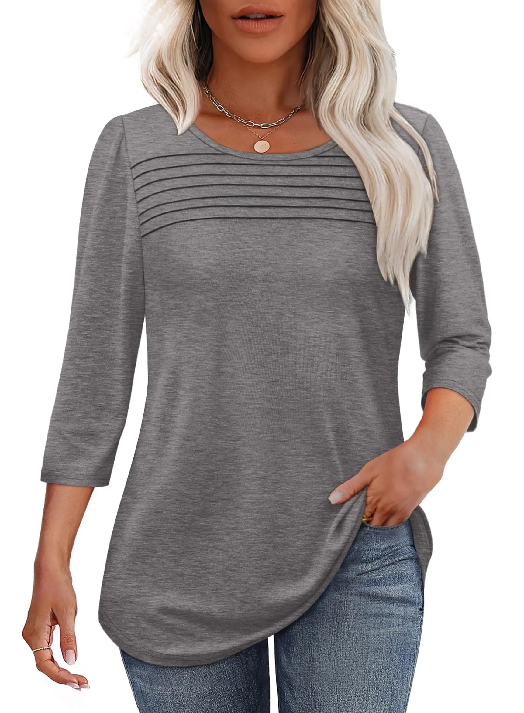 Maya | Pleated 3/4 Sleeve Top