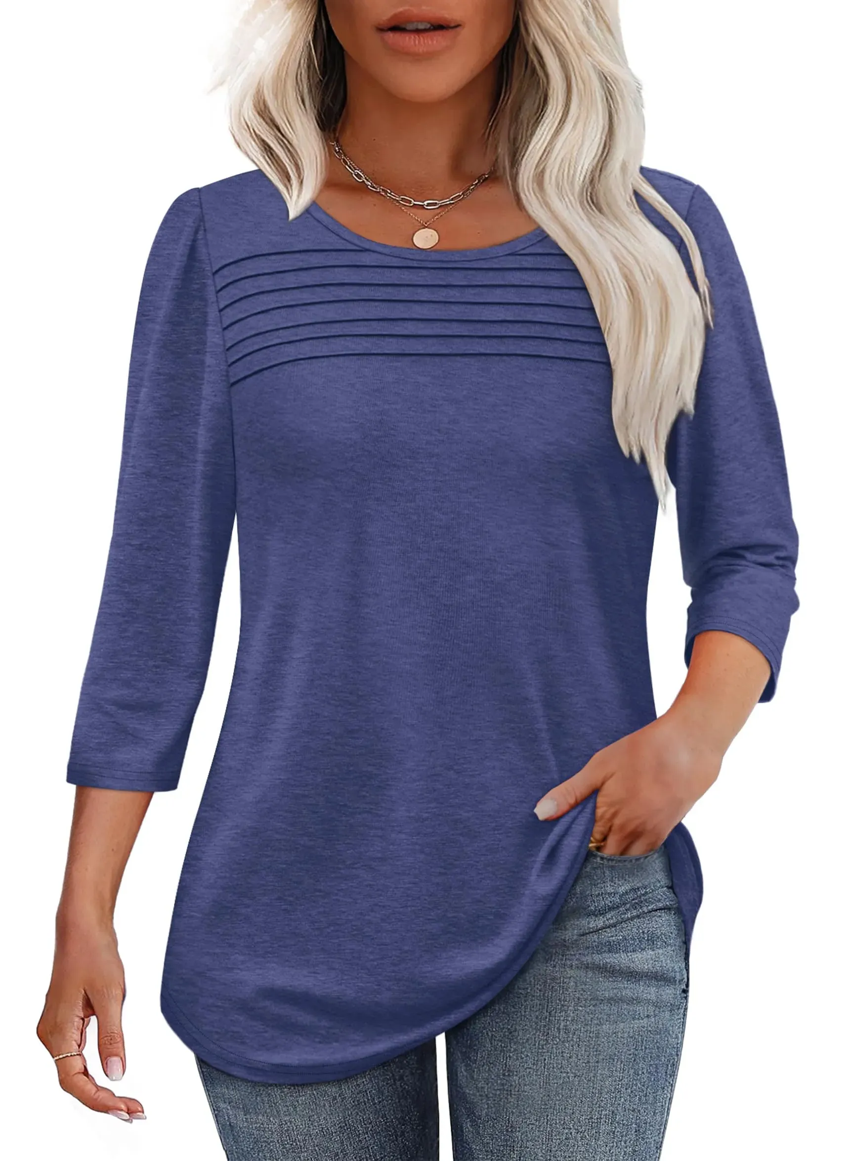 Maya | Pleated 3/4 Sleeve Top