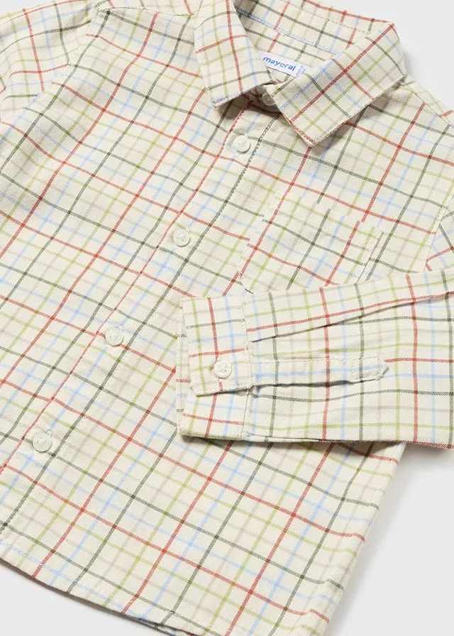 Mayoral 2191 Check Shirt, 2536 Pale Blue Trousers and 2315 Stripe Jumper In Stock Now