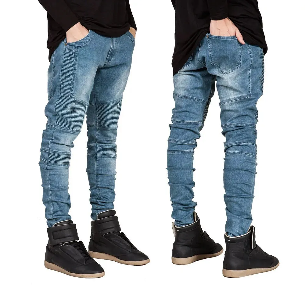 Men Skinny Jeans Men Runway Slim Racer Biker Jeans Strech Hiphop Jeans For Men Y2036