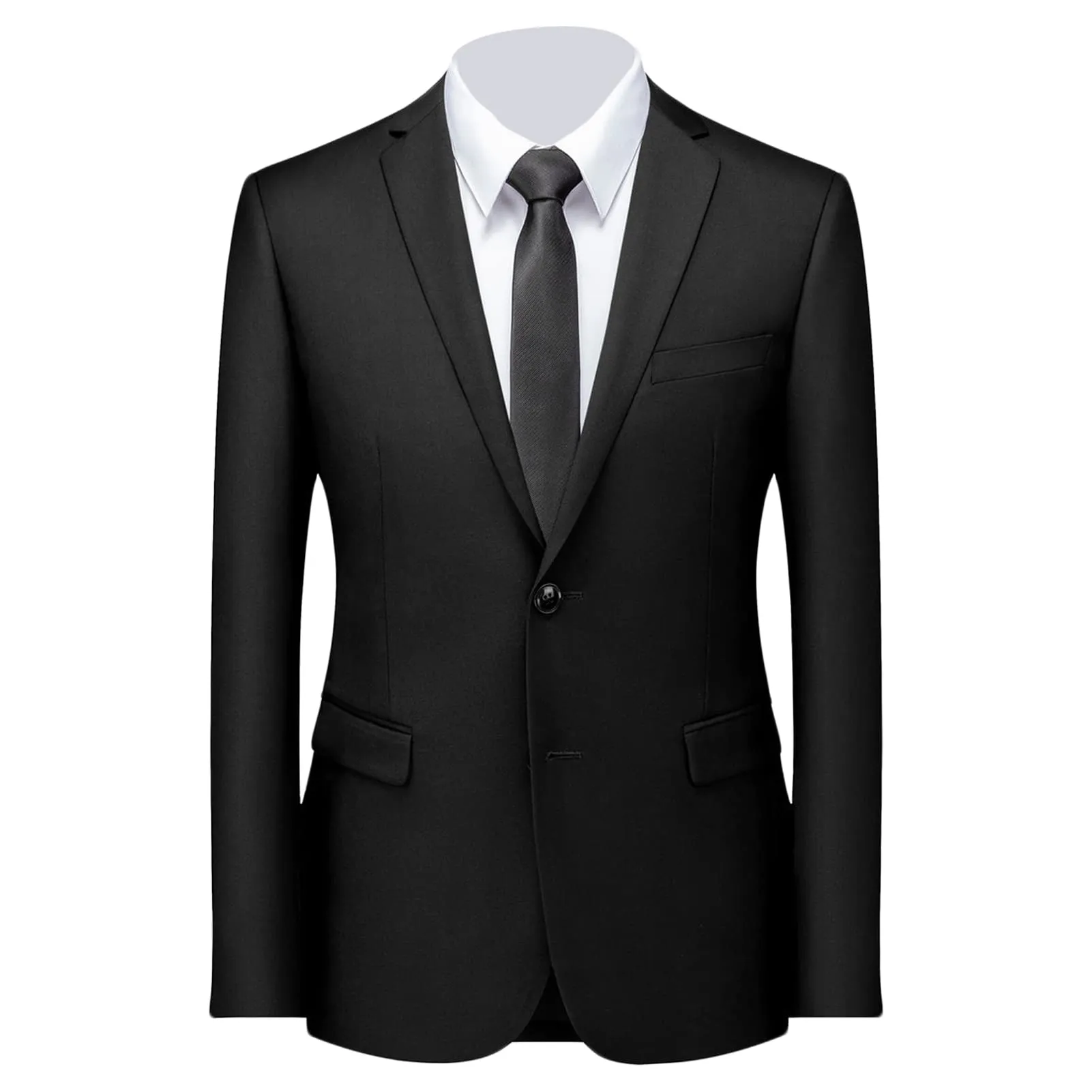 Men's Stylish Slim Fit Daily Blazer Solid Casual Formal Wedding Party Sport Coat One Button Lapel Business Jacket (Black 2,X-Small)