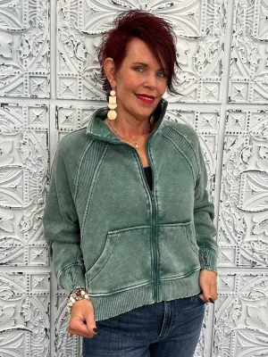 Mineral Wash Front Zip Jacket