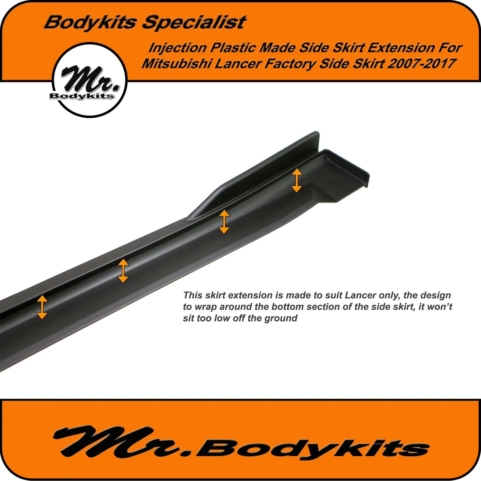 Mitsubishi Lancer (CJ CF) Side Skirts Extensions For Factory Side Skirt 2007-2017 by Mr Bodykits
