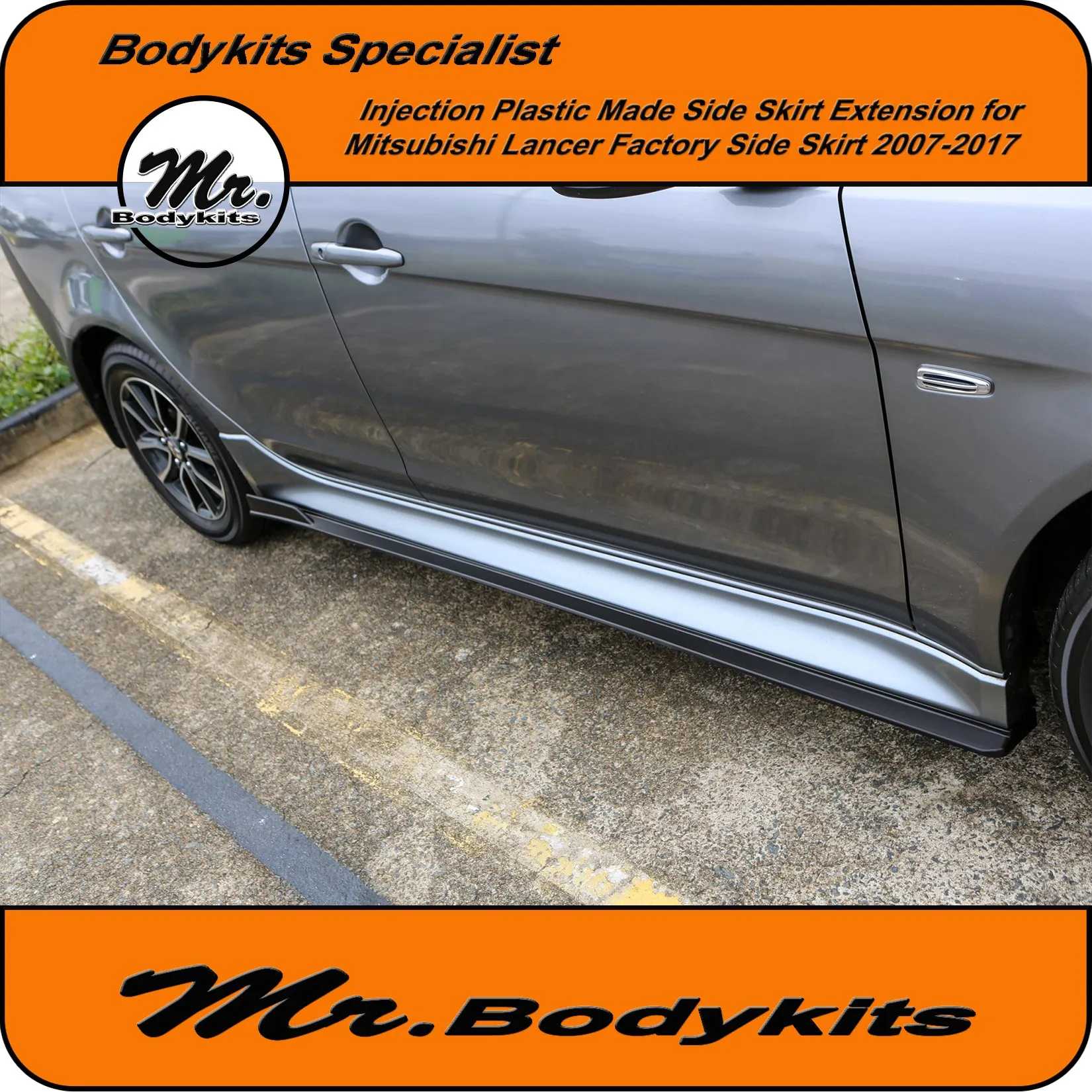 Mitsubishi Lancer (CJ CF) Side Skirts Extensions For Factory Side Skirt 2007-2017 by Mr Bodykits