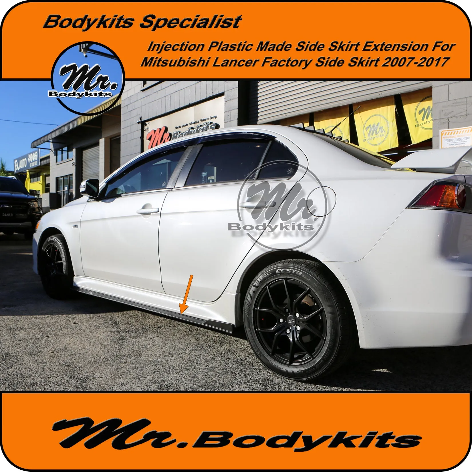 Mitsubishi Lancer (CJ CF) Side Skirts Extensions For Factory Side Skirt 2007-2017 by Mr Bodykits