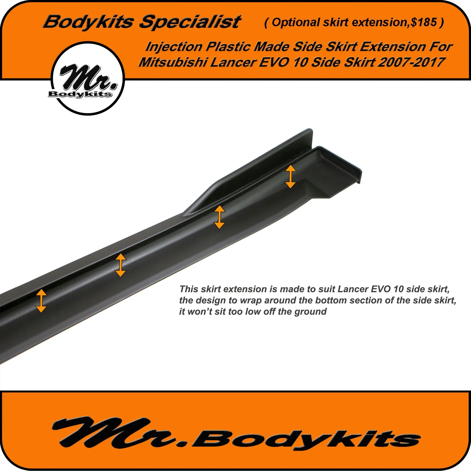 Mitsubishi Lancer Evolution X EVO-X Style Side Skirts Suit 2007-2017 CJ CF Sedan, Mr Bodykits