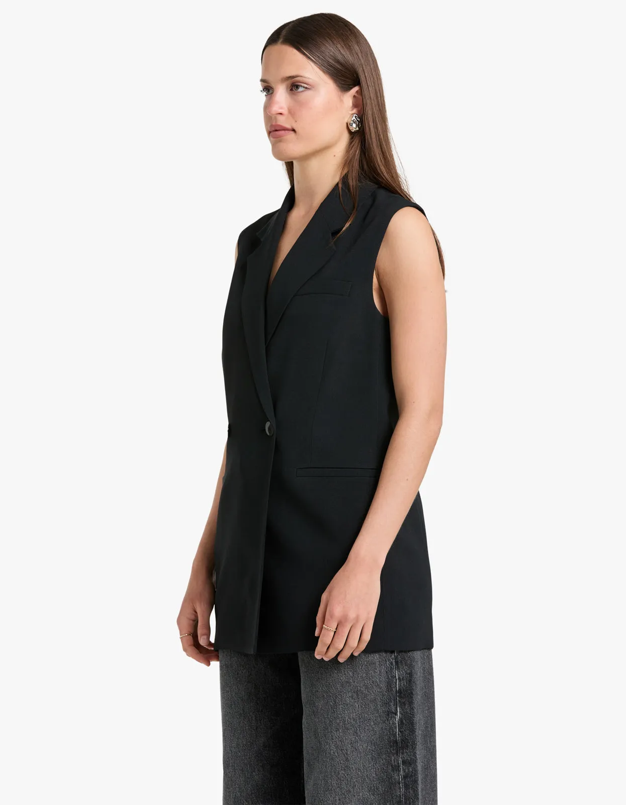 Monumental Sleeveless Blazer - Black