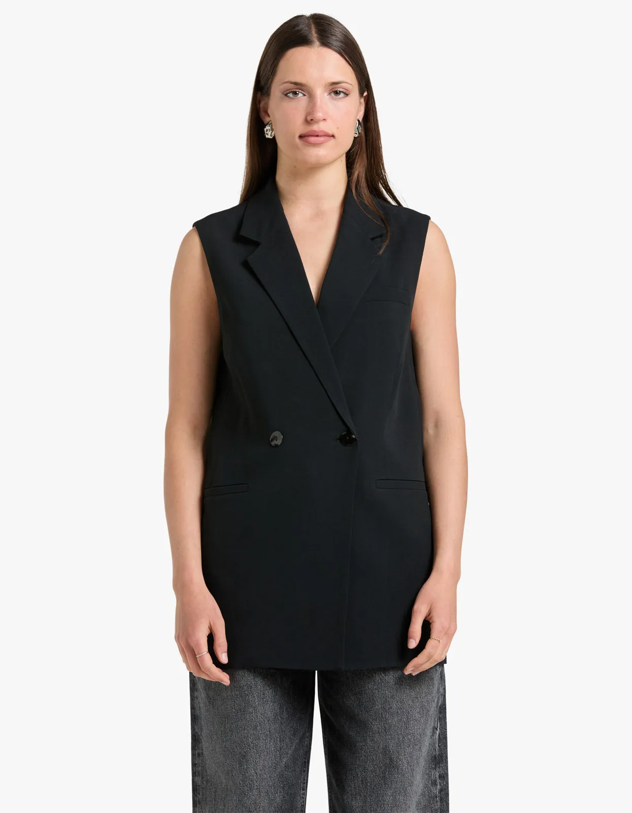 Monumental Sleeveless Blazer - Black