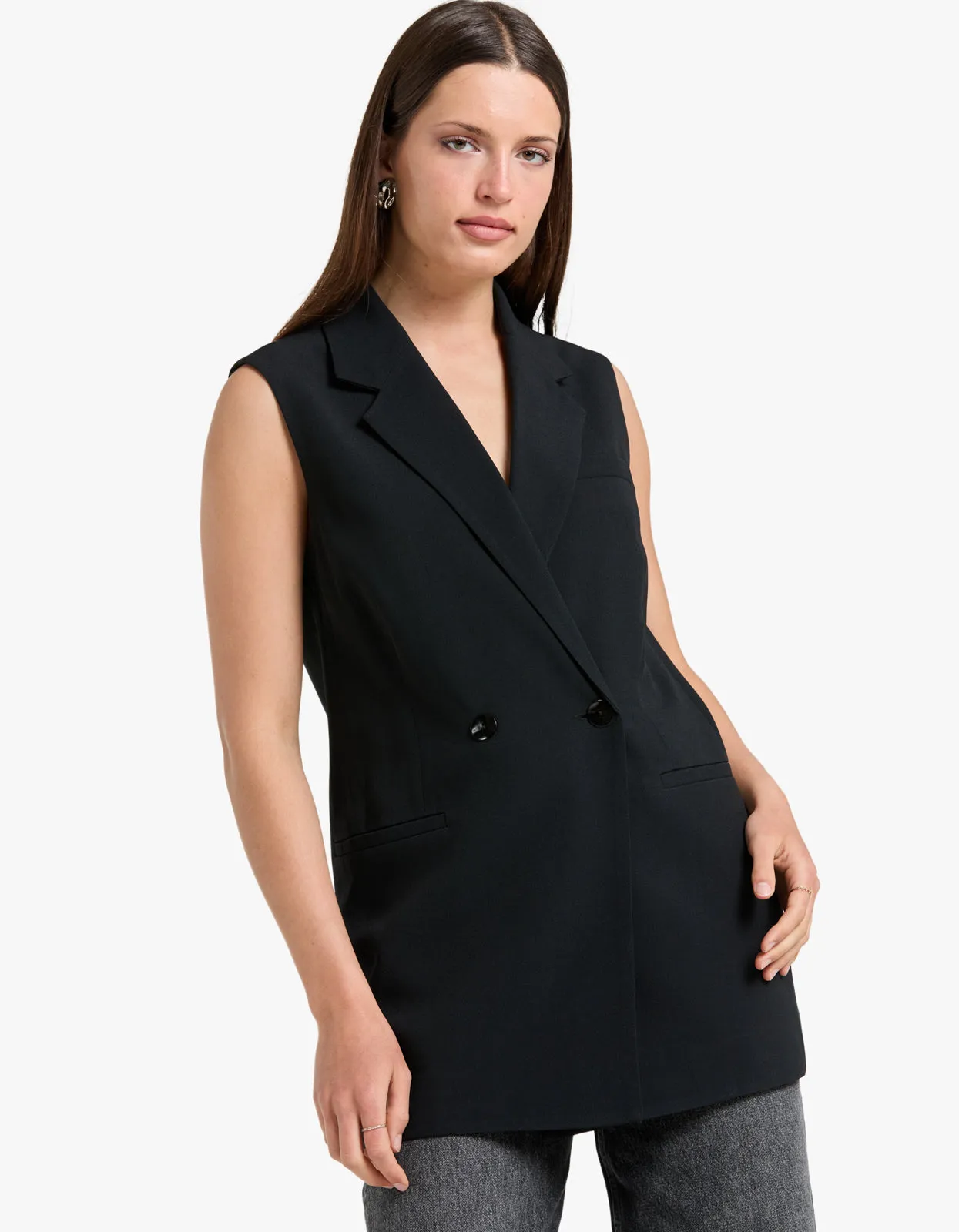 Monumental Sleeveless Blazer - Black