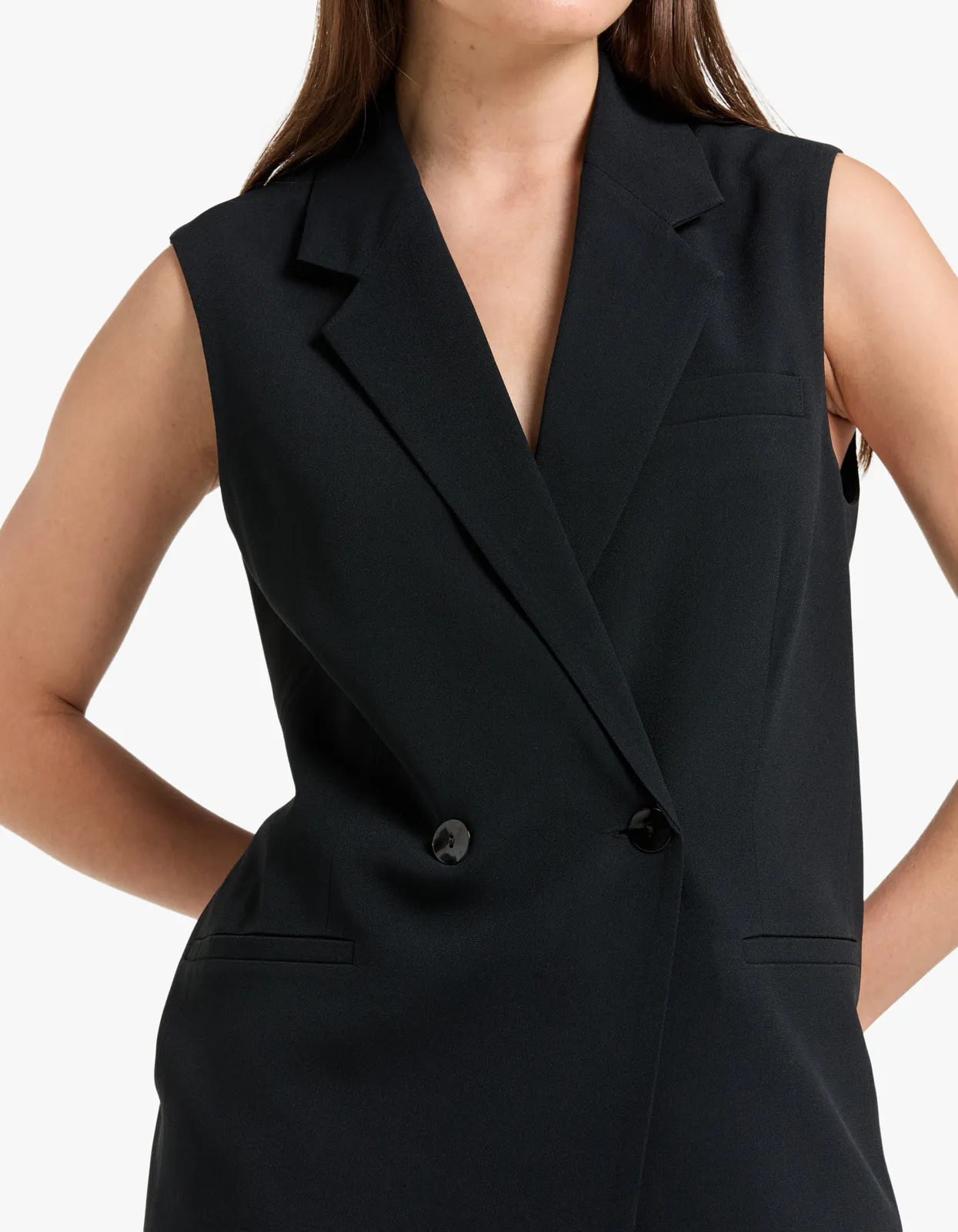 Monumental Sleeveless Blazer - Black