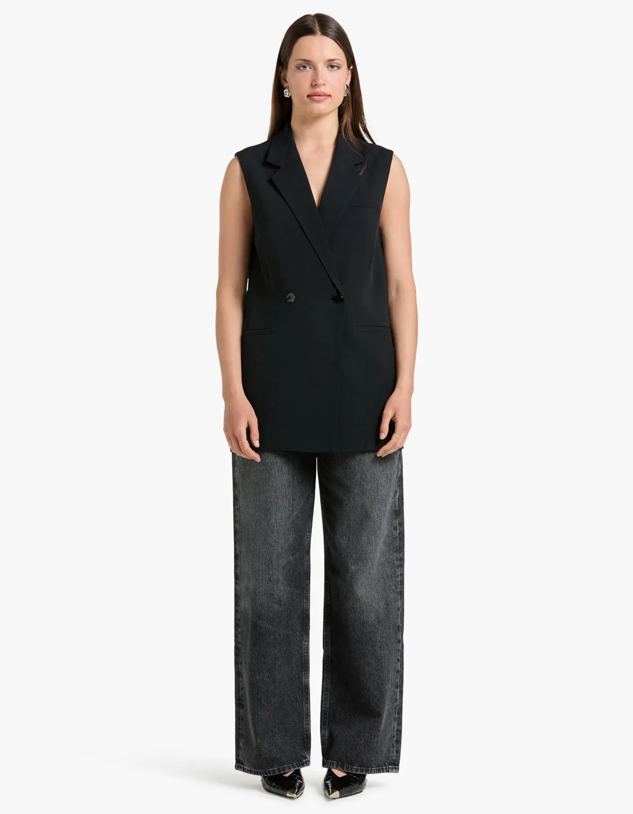 Monumental Sleeveless Blazer - Black