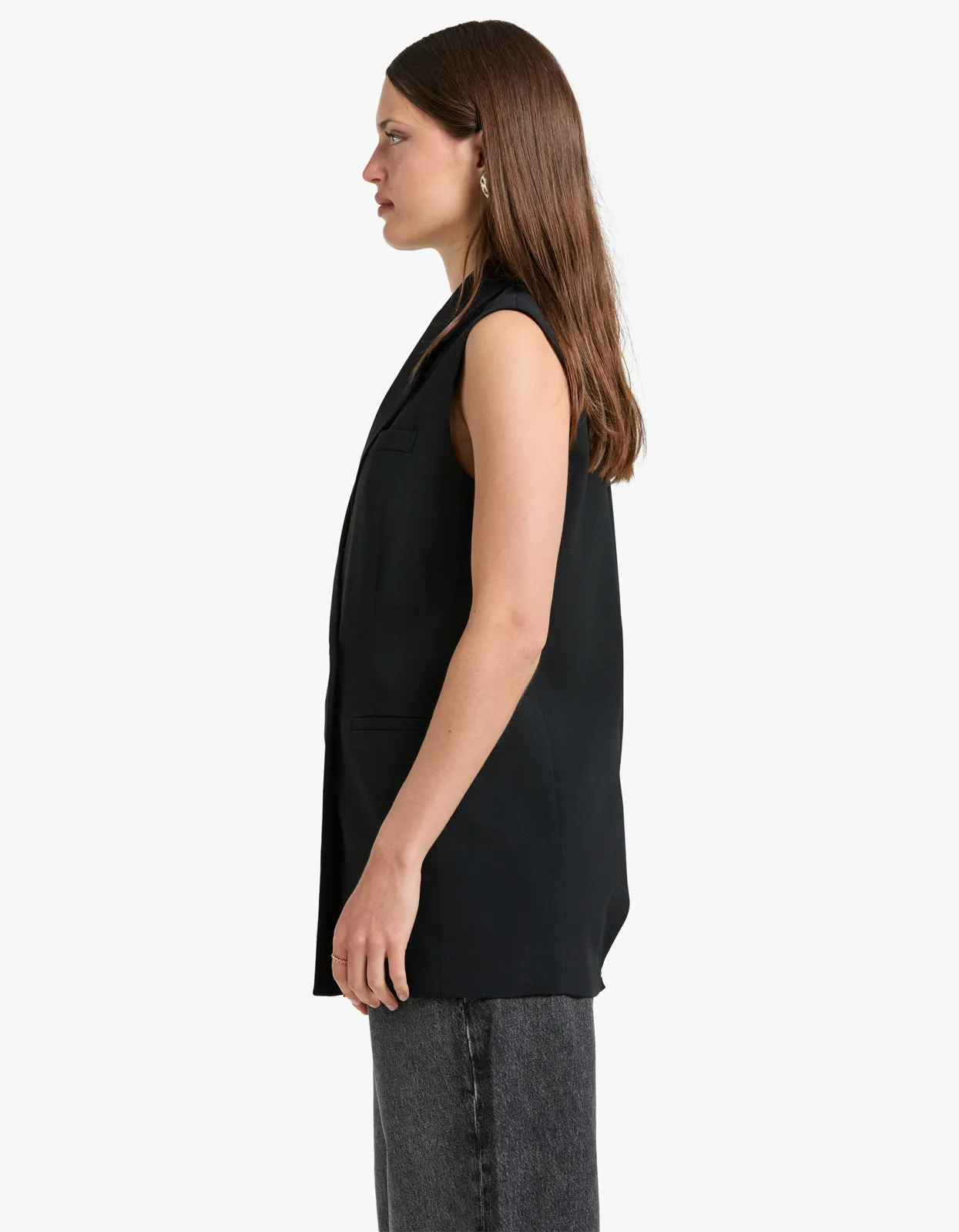 Monumental Sleeveless Blazer - Black