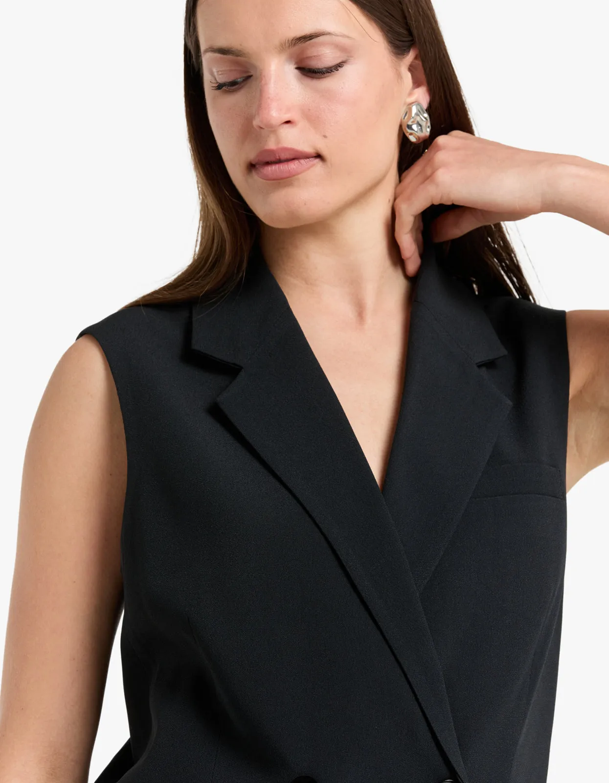Monumental Sleeveless Blazer - Black