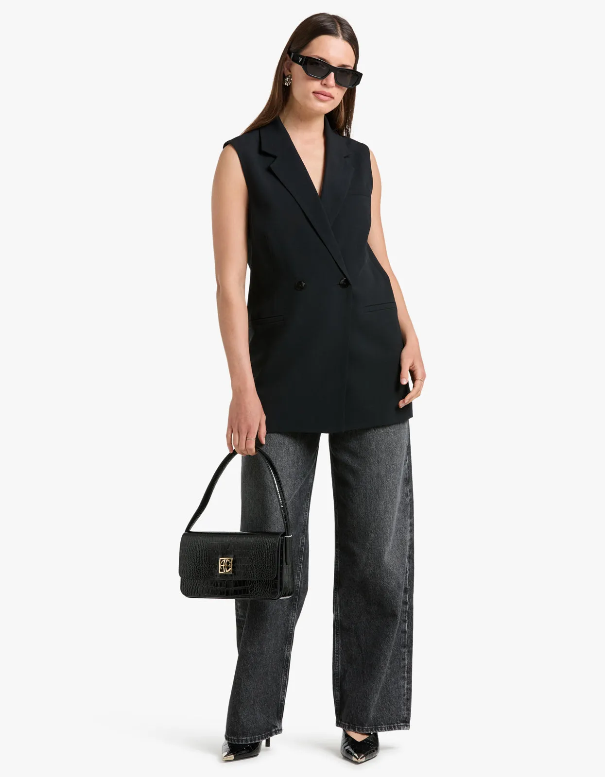 Monumental Sleeveless Blazer - Black