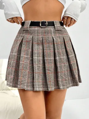 MOOSTA Plaid Pleated Skirt Mini Short Women Outfit