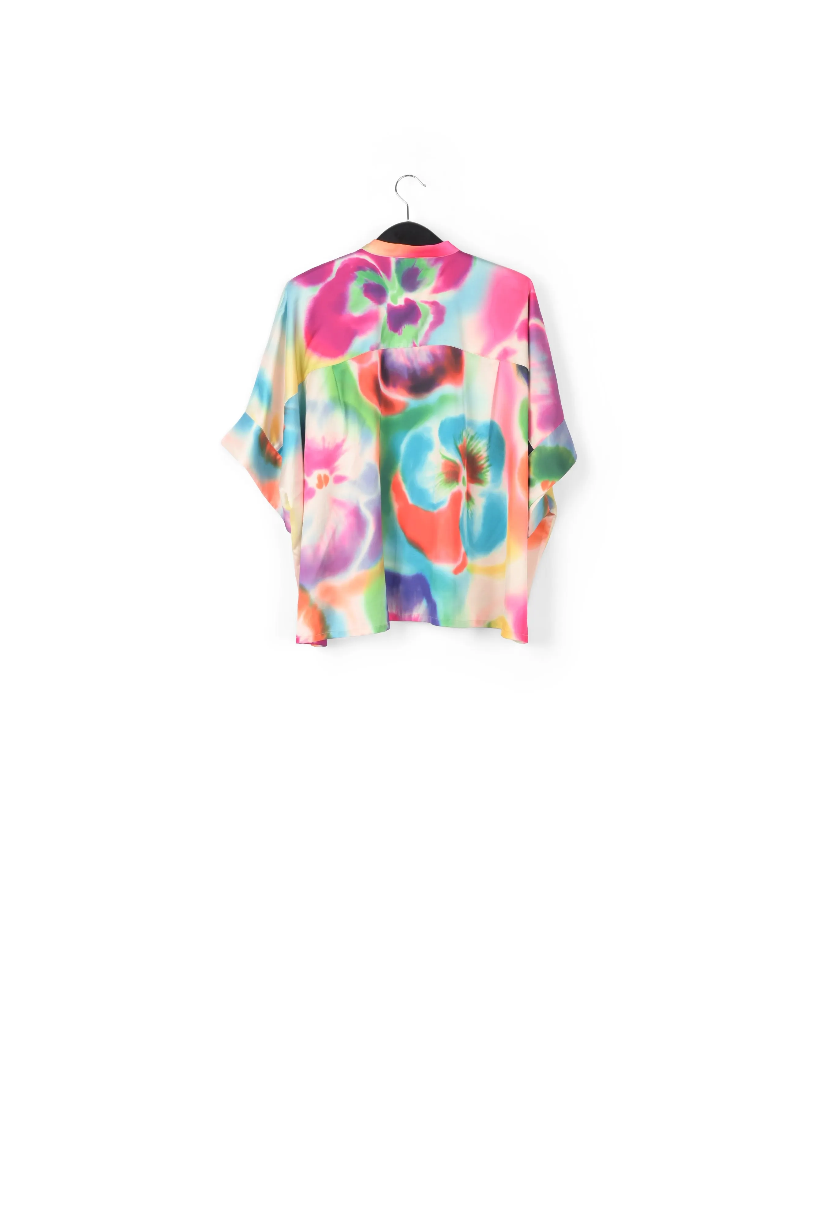 Multicolor oversized shirt with floral print