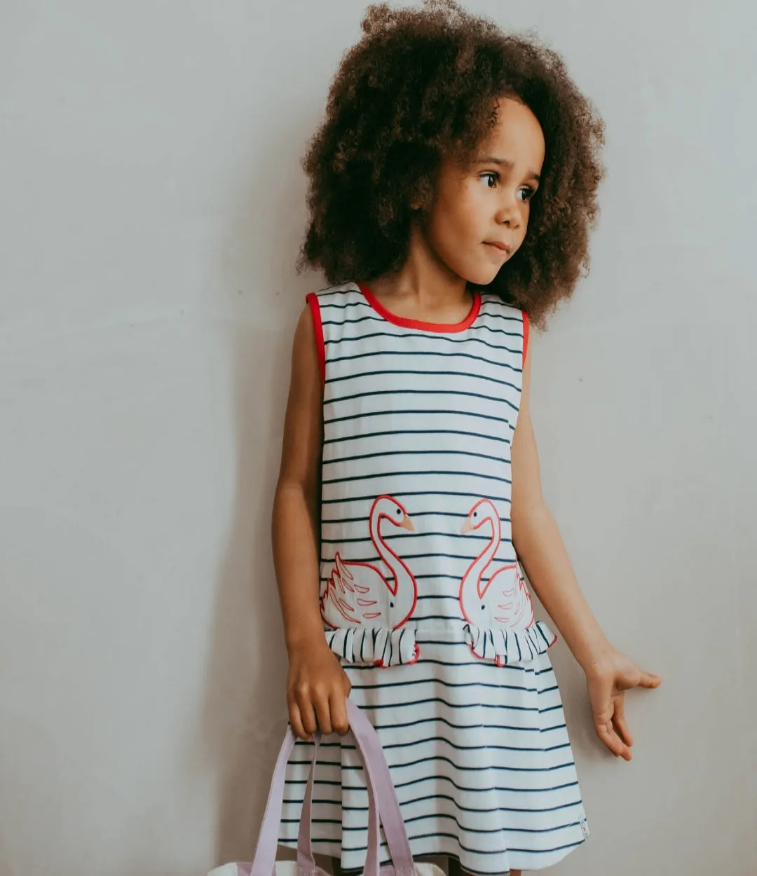 Multicoloured Swan Applique Dress