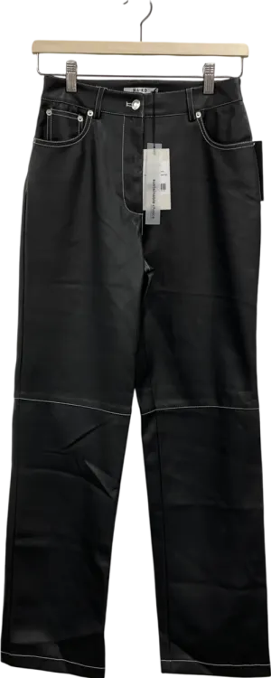 NA-KD Black Straight Fit Pu Trousers W34