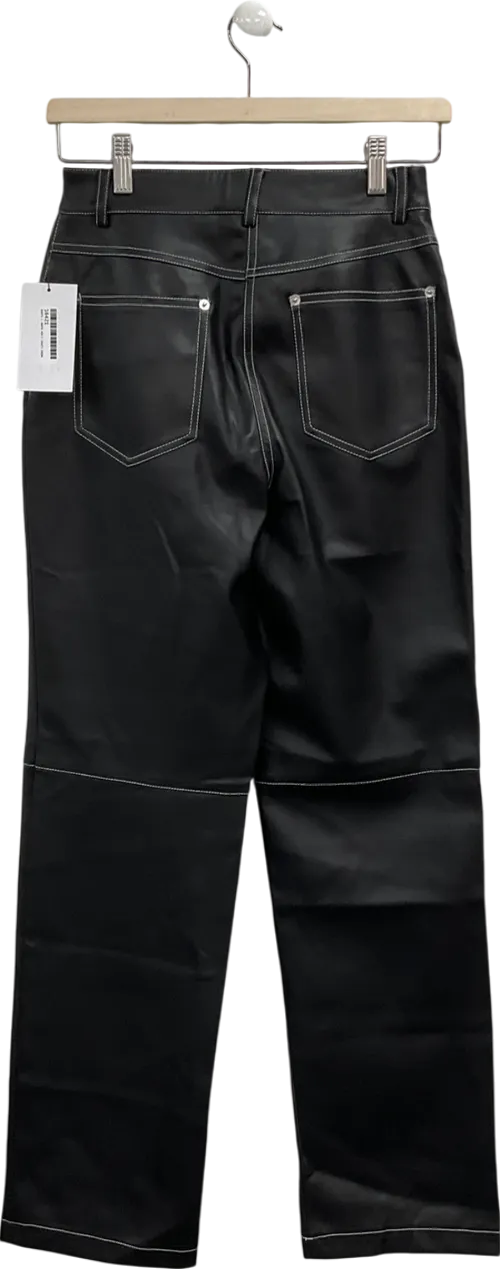 NA-KD Black Straight Fit Pu Trousers W34