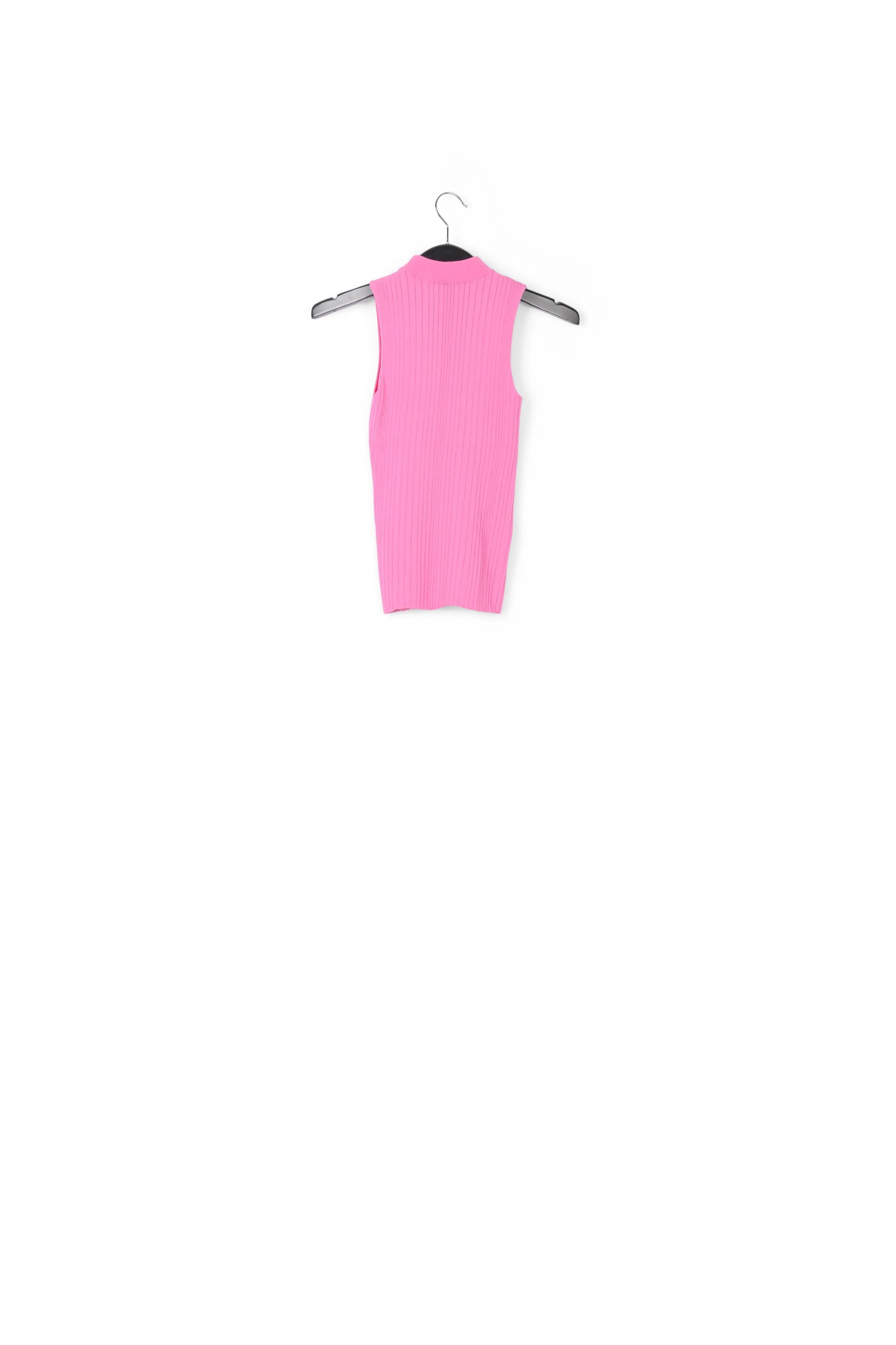 Neon pink fitted ribbed-knit top