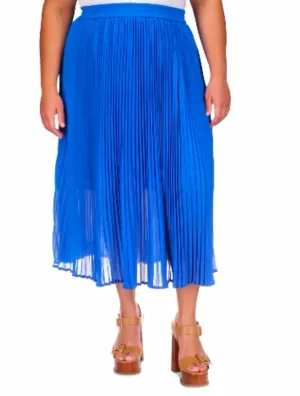 NWT MICHAEL Michael Kors Pull-On Pleated Midi skirt grecian blue Size 3X