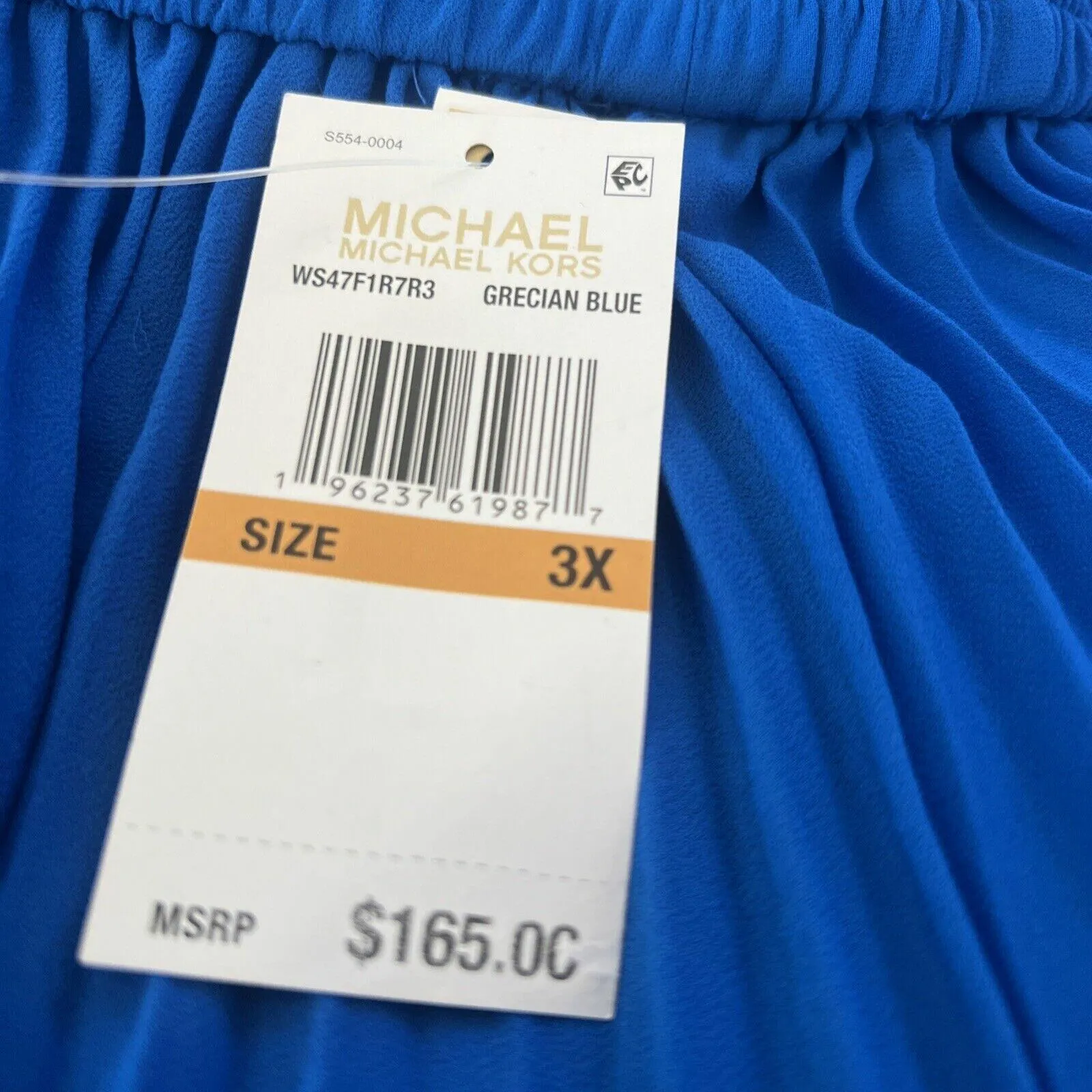NWT MICHAEL Michael Kors Pull-On Pleated Midi skirt grecian blue Size 3X