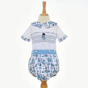 Ocean Baby Boys Soldier London Bear Smocked Buster Suit Set (NB-2Yrs)