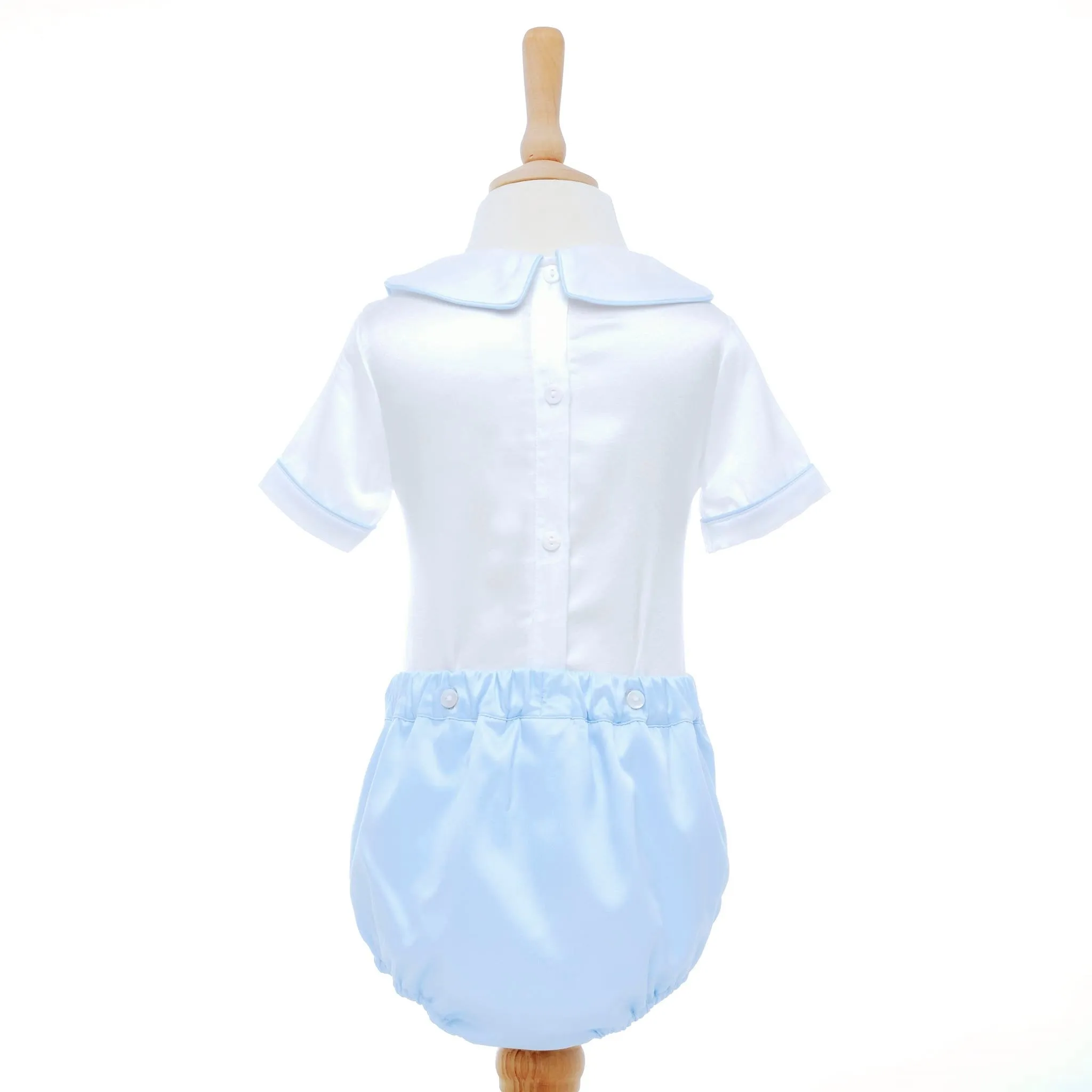 Ocean Baby Topaz Satin Birthday Boys Smocked Buster Suit Set (9M-3Yrs)
