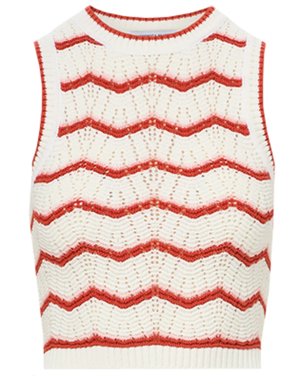 Off White and Persimmon Jerrel Crop Knit Tank