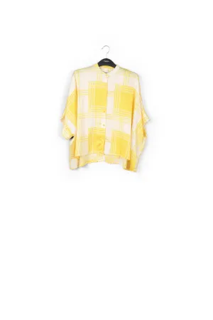 Off-white oversized shirt with yellow check motif