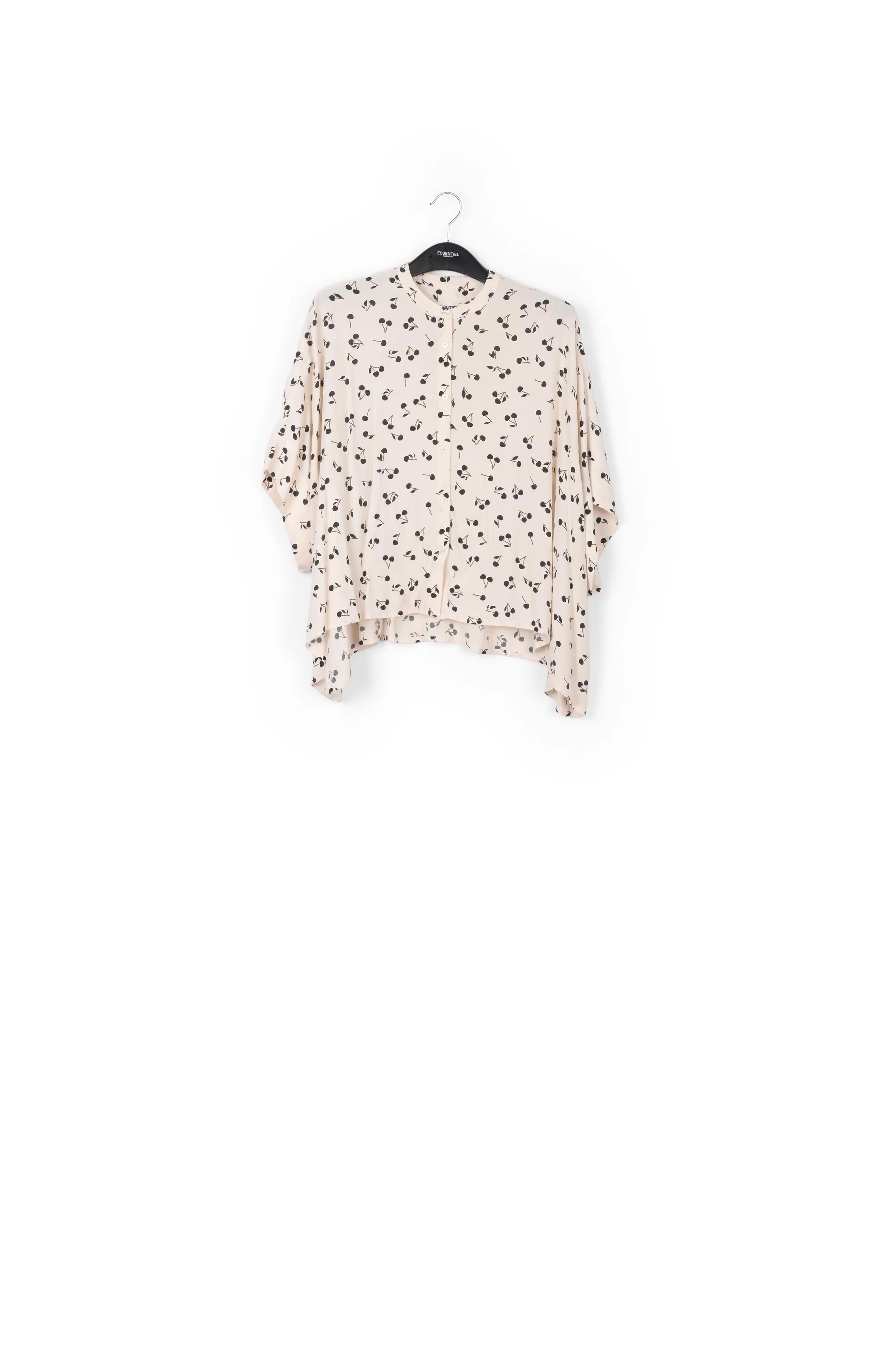 Off-white oversized top with black cherries motif