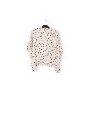 Off-white oversized top with black cherries motif