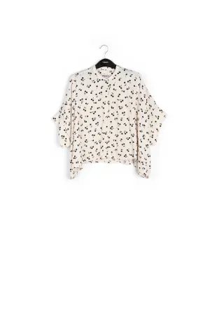 Off-white oversized top with black cherries motif